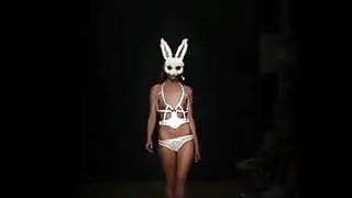 Sexy topless models fetish fashion catwalk show
