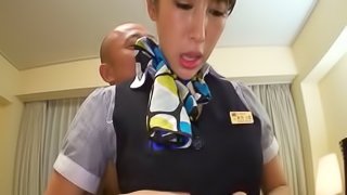 Slutty Asian hotel attendant gets fucked by a client